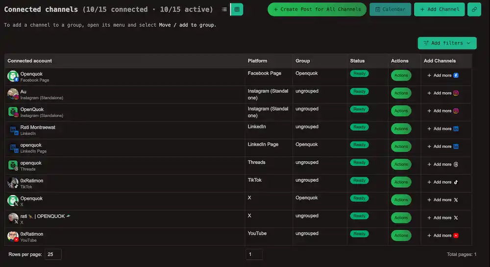 Group Connected Channels Using Smart Filter